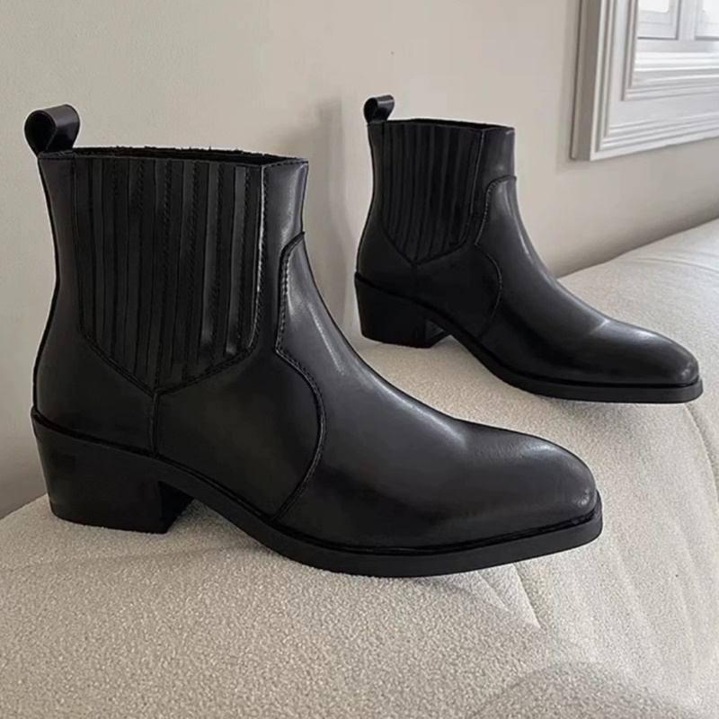 Men'S Shoes Height Increase - Sonbahar Kış Siyah Deri Ayakkabı Erkek