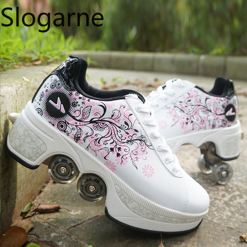 Men Shoes Running - Kadınlar 4 Tekerlekli Deforme Olabilen Paten
