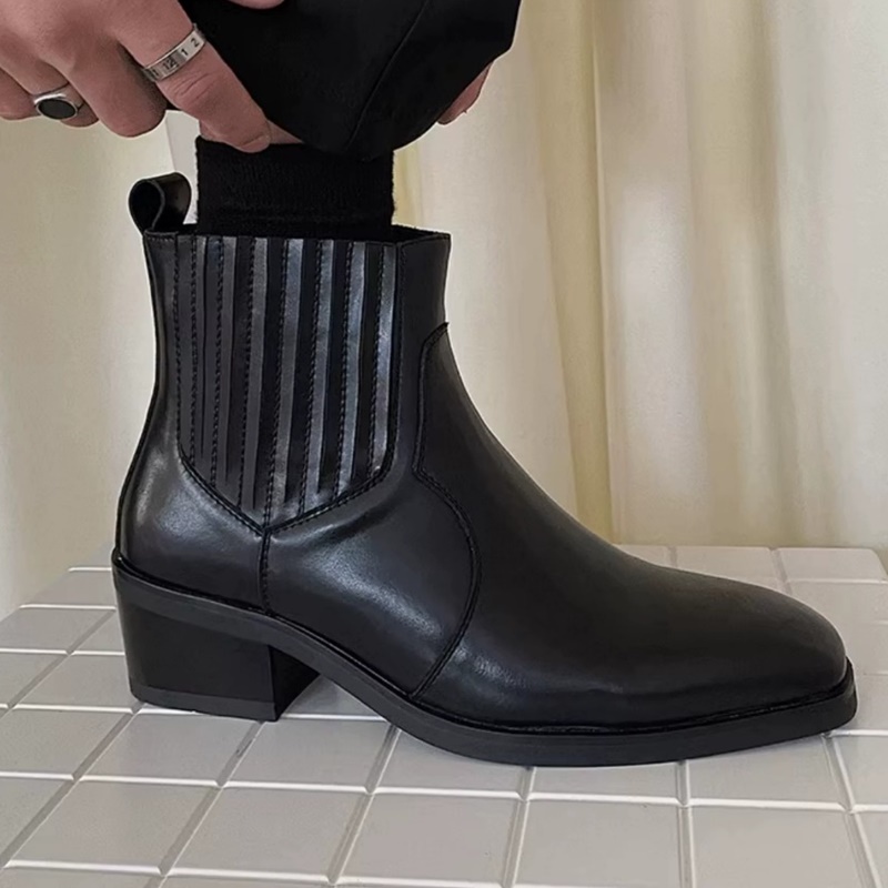 Sonbahar Kış Siyah Deri Ayakka - Men'S Shoes Height Increase incelemesi ve fiyatı