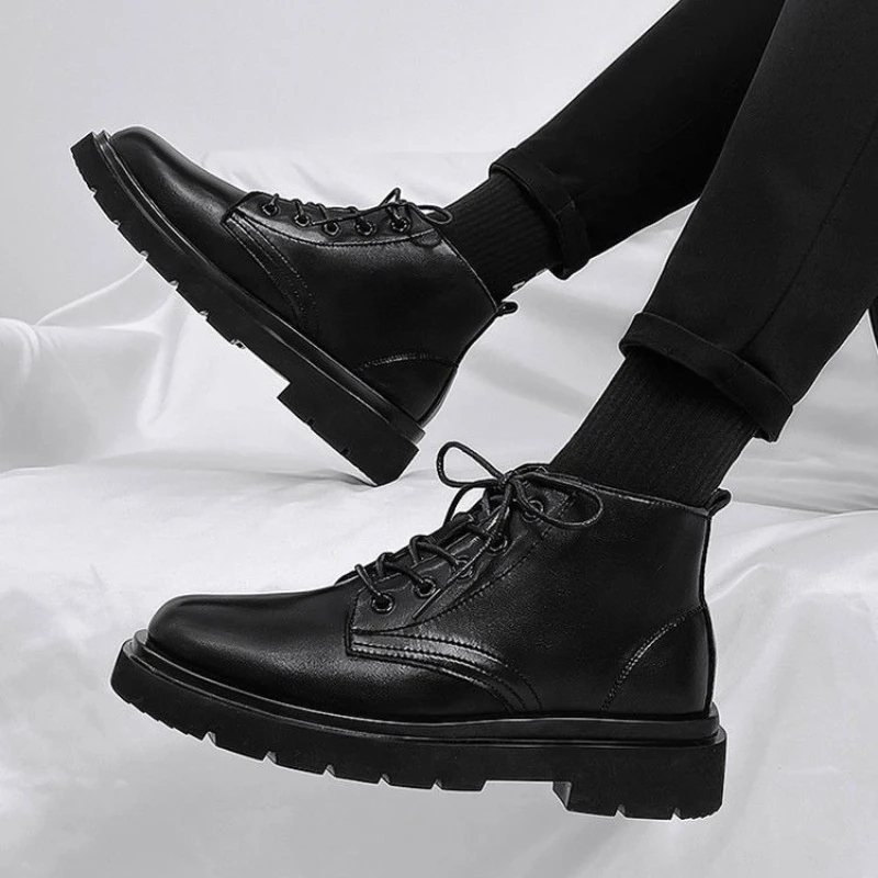 Deri Siyah Erkek Yüksek Bilekl - Men'S Shoes Height Increase incelemesi ve fiyatı