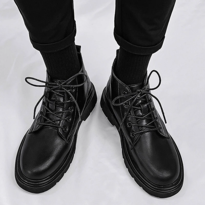 Deri Siyah Erkek Yüksek Bilekl - Men'S Shoes Height Increase incelemesi ve fiyatı